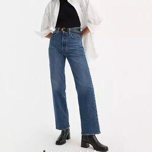 Levi's Premium Ribcage Straight Ankle Jeans in Dark Indigo -- Size 24